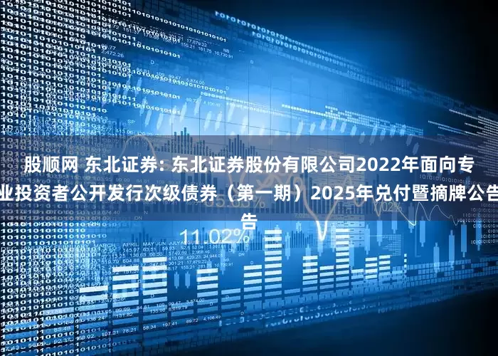 股顺网 东北证券: 东北证券股份有限公司2022年面向专业投资者公开发行次级债券（第一期）2025年兑付暨摘牌公告