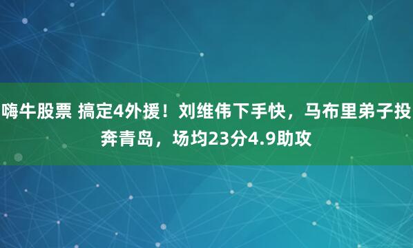 嗨牛股票 搞定4外援！刘维伟下手快，马布里弟子投奔青岛，场均23分4.9助攻